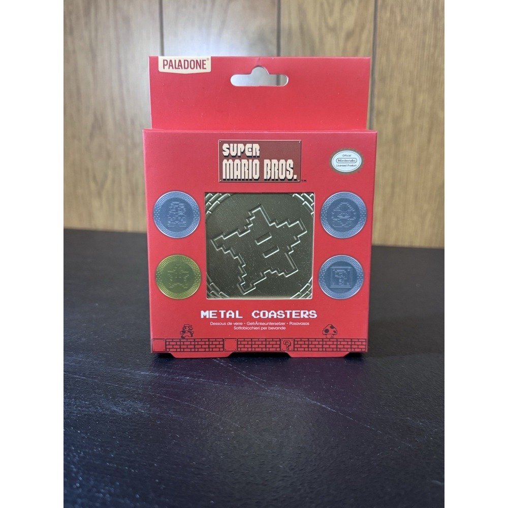 Super Mario Brothers Metal Coasters Set of 4 Nintendo by Paladone